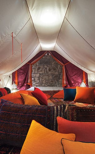 The tented cinema room utilised difficult attic roof-space but achieves a Bedouin-style interior that’s great for family movie afternoons