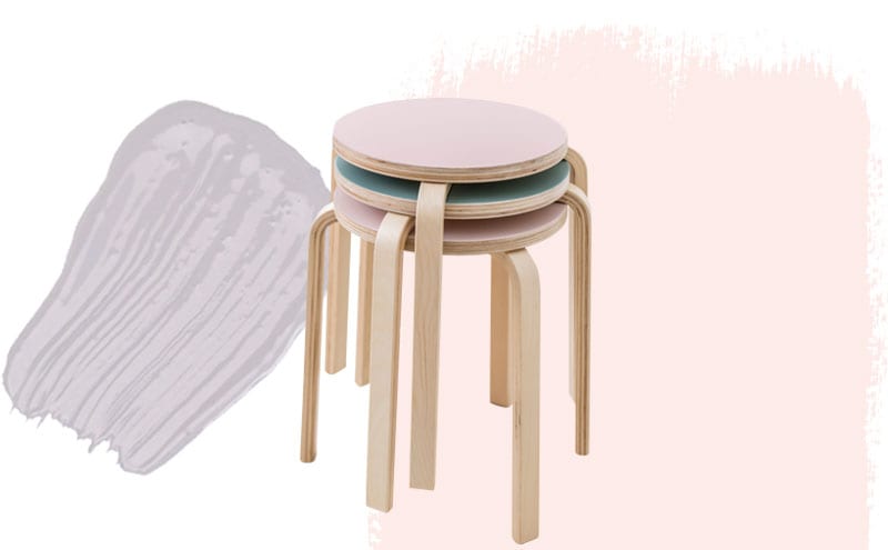 Mid Wedgwood No.113, from £44 for 2.5L, Mylands; Futura Aqua 20 in Tickled Pink Colour Mode, £18 per L, TeknosPro; No.126 Mother of Pearl, £23 for 1L, Designers Guild