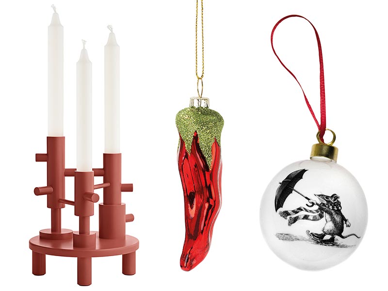 Candlestick and two decorations
