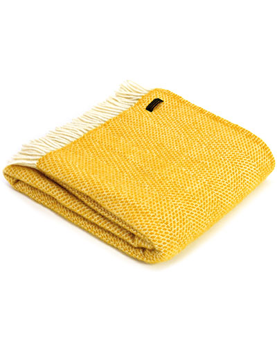 Tweedmill Pure New Wool Beehive Throw Blanket in yellow, £49.95, Hurn & Hurn