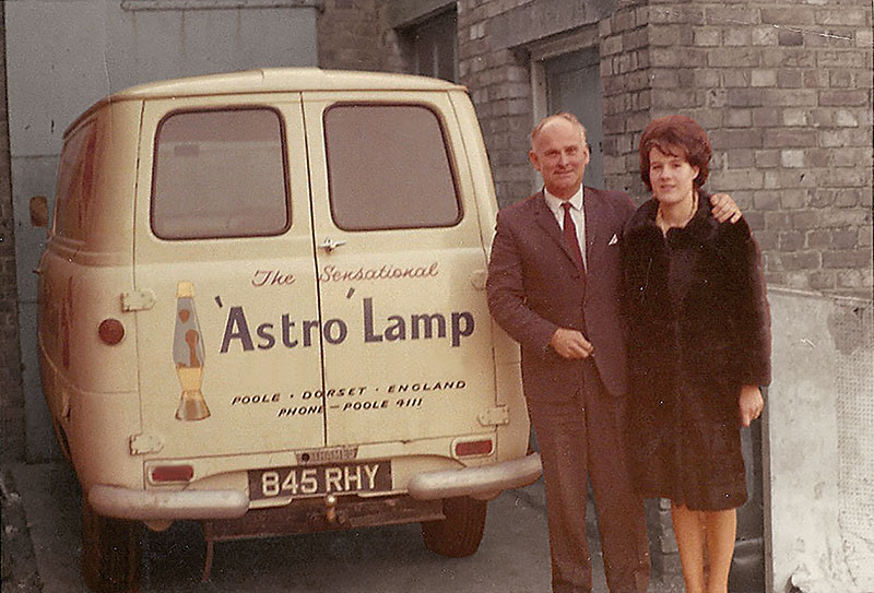 The lava lamp’s inventor, Edward Craven-Walker, with his wife and business partner Christine. They started off by selling the lamps out of the back of this van