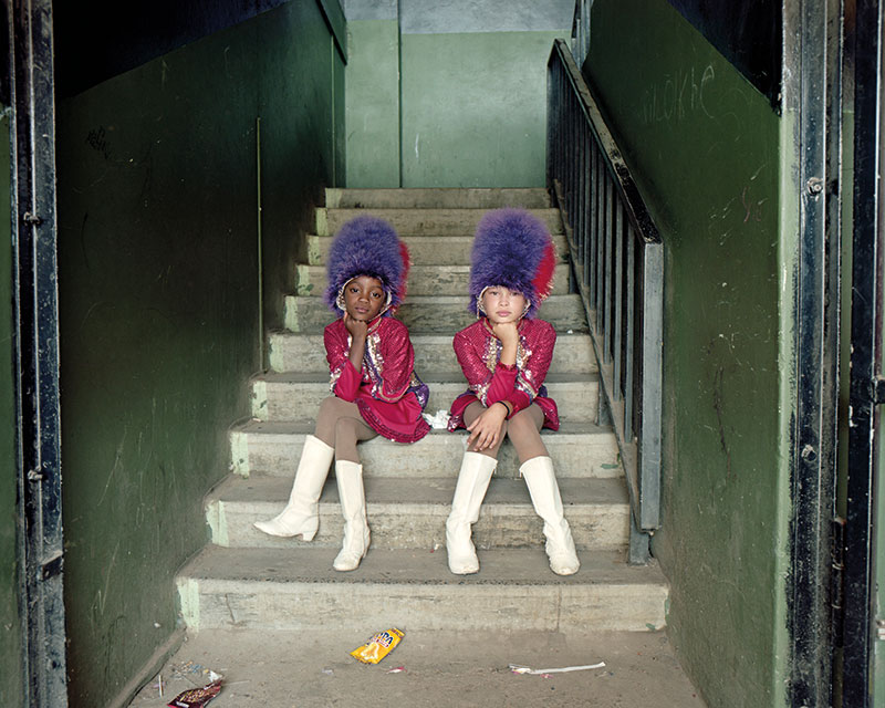 little girls on stair