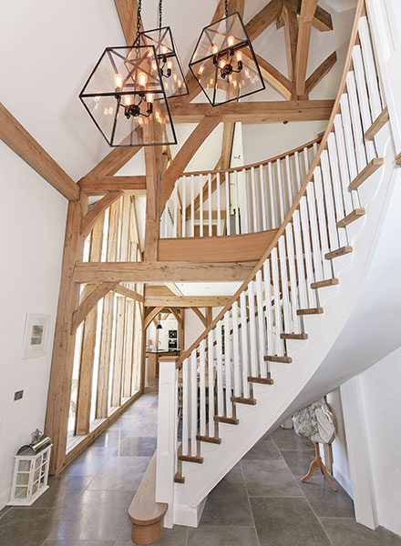 The grey limestone in the rest of the ground floor is from another Oakwrights partner, White Hall Flagstones