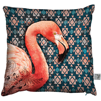 Phenix flamingo coral house cushion, £40, Beaumonde