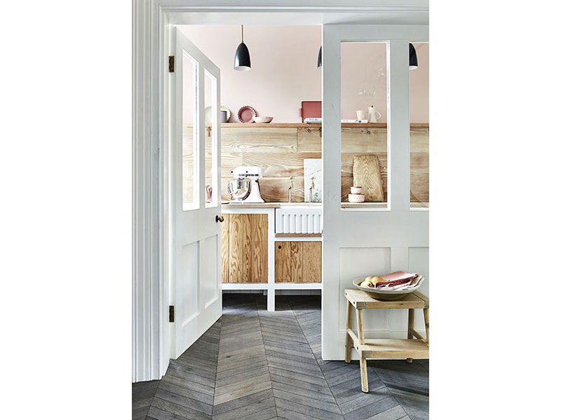 6. Kahrs oak chevron light grey wood flooring, £119.99 per sq.m, Carpetright