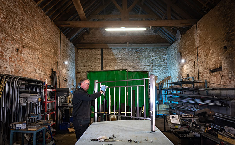 bed being constructed by Wrought Iron and Brass Bed Company