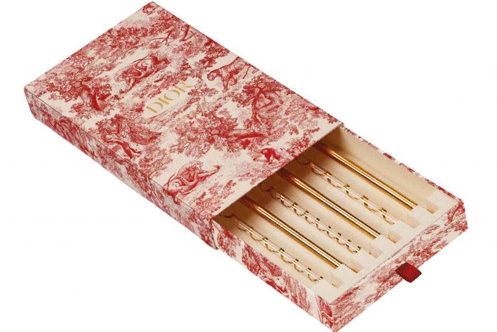 Toile de Jouy straws, £120 for a box of six, Dior