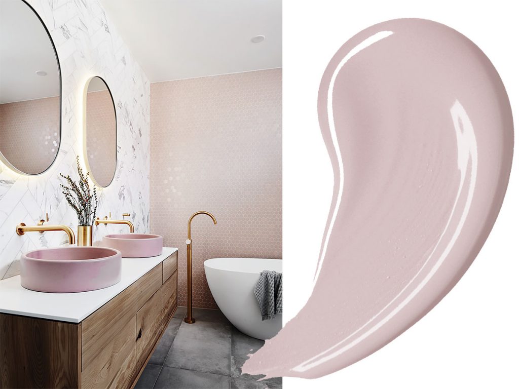 bathroom-with-two-pink-sinks-and-pink-paint-swirl