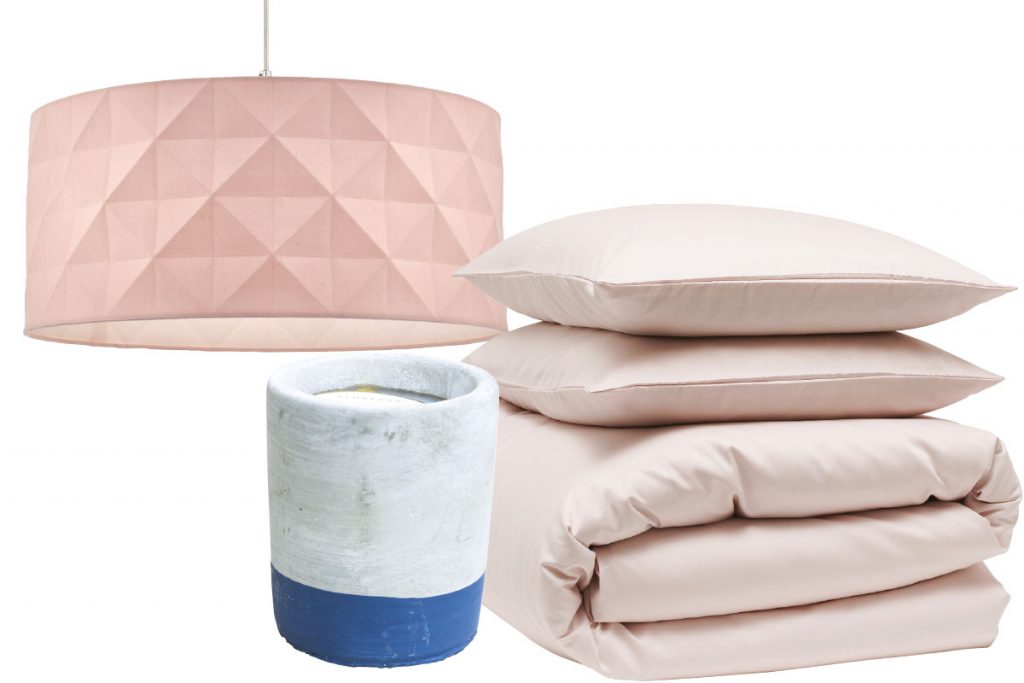 pastel-pink-lampshade-bedding-and-cement-candle