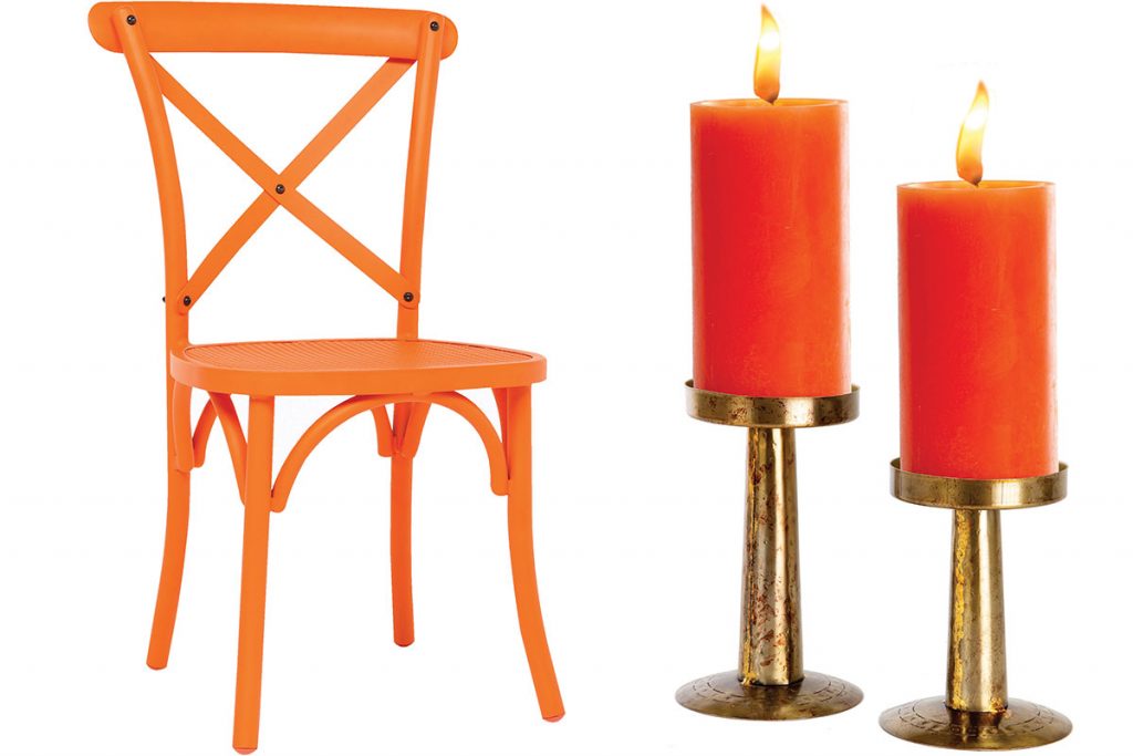 orange-chair-and-candlesticks