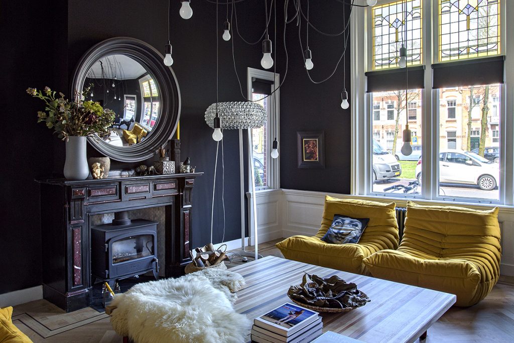 dark-living-room-with-yellow-accents