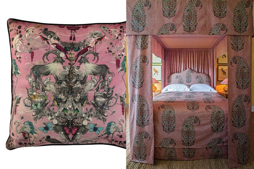 pink-cushion-and-paisley-print-bed-linen