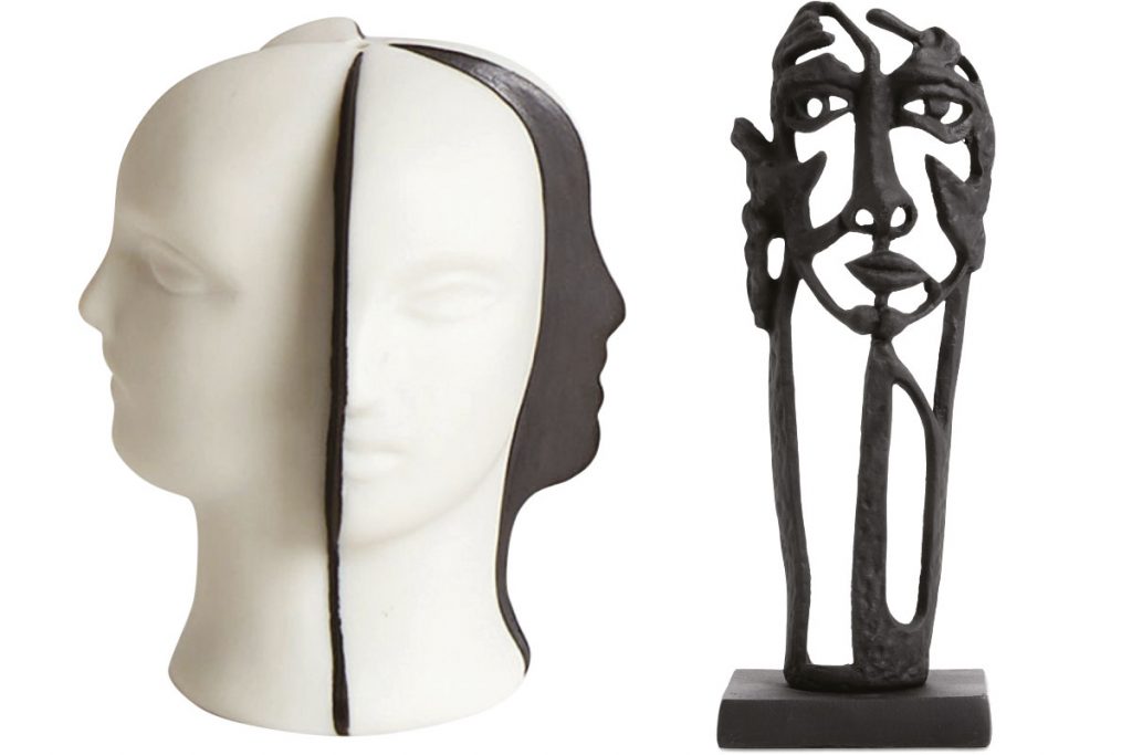 two-face-decorative-items-in-black-and-white