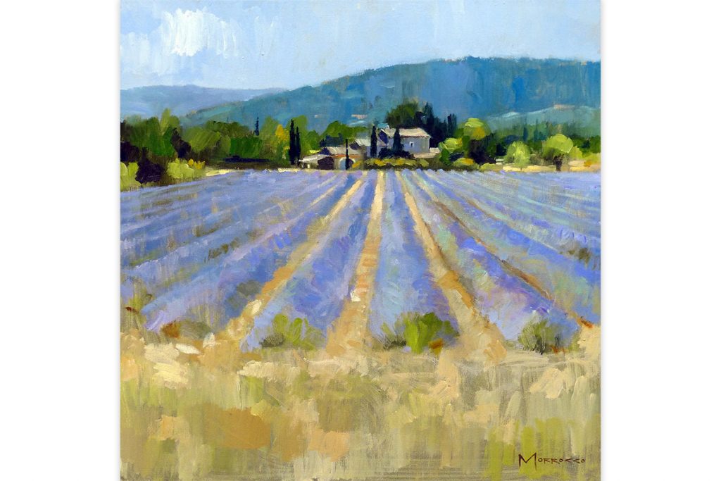Jack-Morrocco--Lavender-Field-near-Gordes,-Provence-20”-x-20”-Oil-on-Canvas-by-Jack-Morrocco
