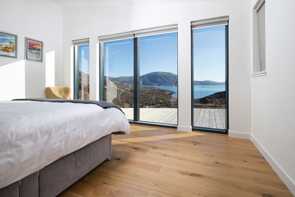 architecture isle of Harris home views out over the loch from the bedroom