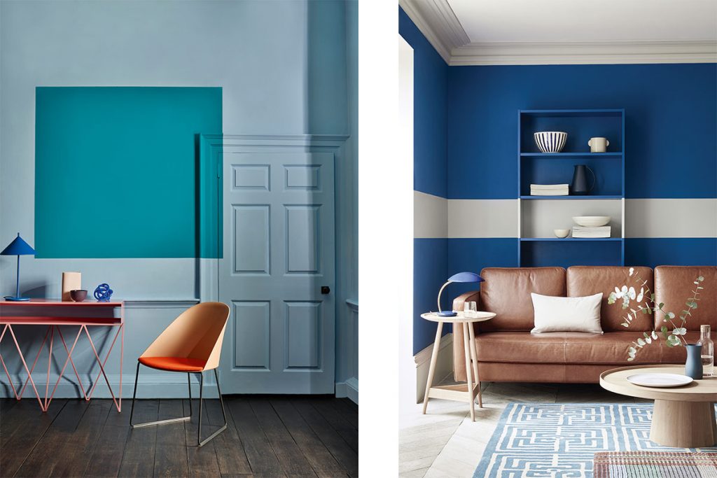colour block blue and teal walls